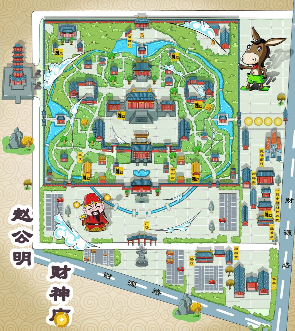 溪湖寺庙类手绘地图